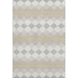 HomeRoots 8' X 10' Ivory Gold Beige Geometric Area Rug - Washable, UV Protected, Stain Resistant for Homes 679070