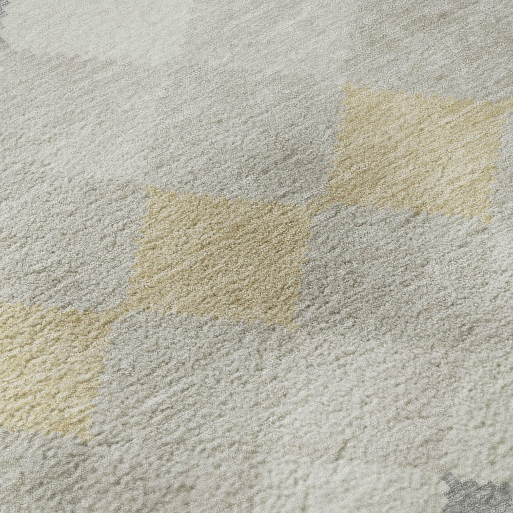 HomeRoots 8' X 10' Ivory Gold Beige Geometric Area Rug - Washable, UV Protected, Stain Resistant for Homes 679070