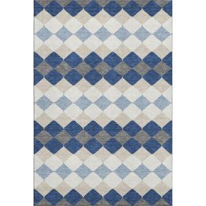 HomeRoots 9' X 12' Washable Navy Blue Geometric Area Rug with UV Protection – Stylish, Durable, and Easy Care! 679077