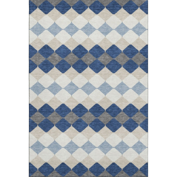 HomeRoots 9' X 12' Washable Navy Blue Geometric Area Rug with UV Protection – Stylish, Durable, and Easy Care! 679077