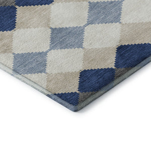 HomeRoots 9' X 12' Washable Navy Blue Geometric Area Rug with UV Protection – Stylish, Durable, and Easy Care! 679077