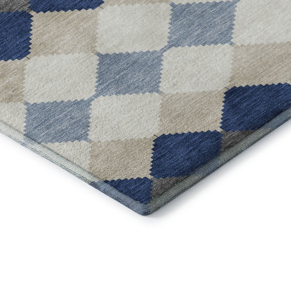 HomeRoots 9' X 12' Washable Navy Blue Geometric Area Rug with UV Protection – Stylish, Durable, and Easy Care! 679077