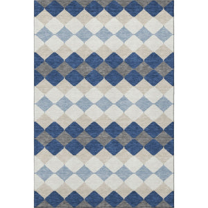 HomeRoots 9' X 12' Washable Navy Blue Geometric Area Rug with UV Protection – Stylish, Durable, and Easy Care! 679077