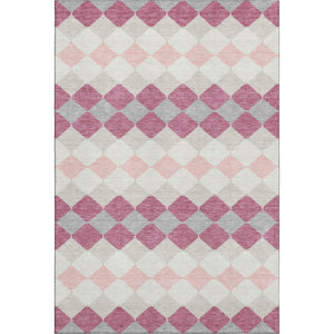 HomeRoots 5' X 8' Pink Ivory Gray Geometric Washable Area Rug - Stylish, Durable, UV-Protected for Every Room 679080