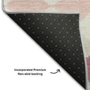 HomeRoots 5' X 8' Pink Ivory Gray Geometric Washable Area Rug - Stylish, Durable, UV-Protected for Every Room 679080