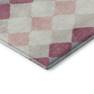 HomeRoots 5' X 8' Pink Ivory Gray Geometric Washable Area Rug - Stylish, Durable, UV-Protected for Every Room 679080