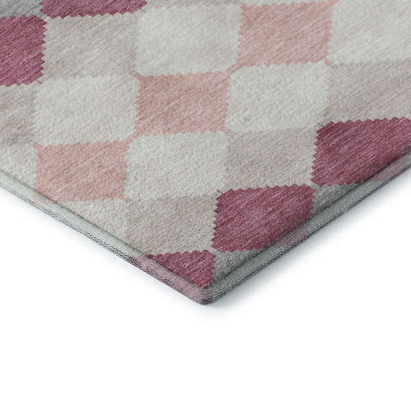 HomeRoots 5' X 8' Pink Ivory Gray Geometric Washable Area Rug - Stylish, Durable, UV-Protected for Every Room 679080