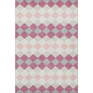 HomeRoots 9' X 12' Chic Pink Ivory Gray Geometric Area Rug - Washable, UV-Protected, Stain-Resistant Design! 679083