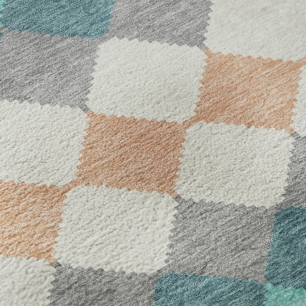 HomeRoots 8' Teal Coral Geometric Round Rug - Washable, UV Protected, Durable, Perfect for High Traffic Areas 679087