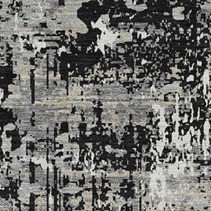 HomeRoots 5' X 8' Black Ivory Gray Abstract Area Rug - Washable, UV-Protected, Stain-Resistant & Durable Decor 679092