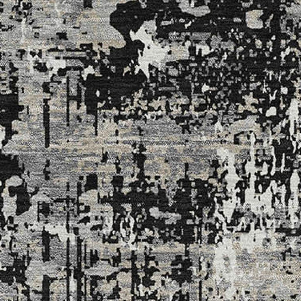 HomeRoots 5' X 8' Black Ivory Gray Abstract Area Rug - Washable, UV-Protected, Stain-Resistant & Durable Decor 679092