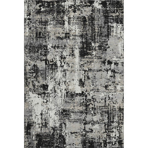 HomeRoots 8' X 10' Washable Abstract Area Rug in Black, Ivory & Gray with UV Protection for Modern Homes 679094