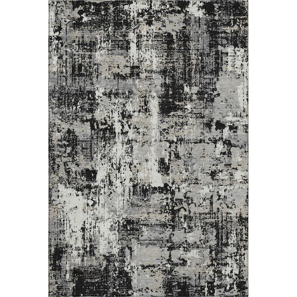 HomeRoots 8' X 10' Washable Abstract Area Rug in Black, Ivory & Gray with UV Protection for Modern Homes 679094