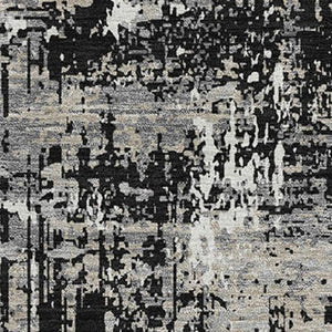 HomeRoots 9' X 12' Abstract Area Rug in Black, Ivory & Gray - Washable, UV-Protected, Durable & Stylish Design 679095