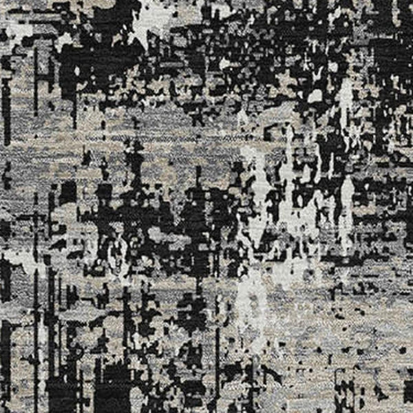 HomeRoots 9' X 12' Abstract Area Rug in Black, Ivory & Gray - Washable, UV-Protected, Durable & Stylish Design 679095