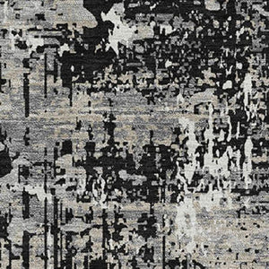 HomeRoots 10' X 14' Stylish Black Ivory Gray Abstract Washable Area Rug with UV Protection for High Traffic Spaces 679096