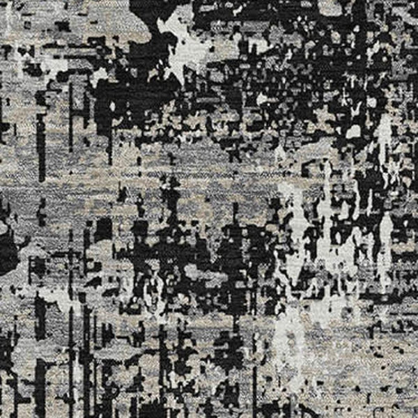 HomeRoots 10' X 14' Stylish Black Ivory Gray Abstract Washable Area Rug with UV Protection for High Traffic Spaces 679096