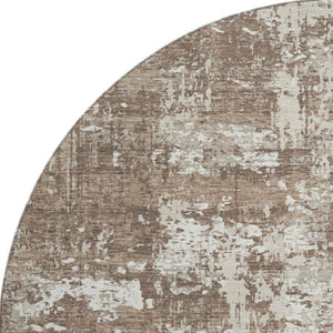 HomeRoots 8' Durable Brown and Beige Abstract Round Rug - Washable, UV Protected, Stain Resistant Design! 679099