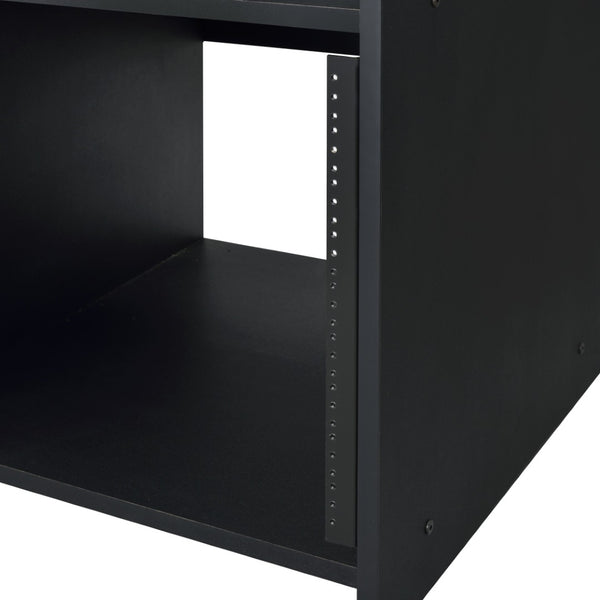 English Elm Black Music Desk With Integrated Earphone Rack - Spacious, Durable, And Organized Workspace For Musicians B062P215478-GIGA