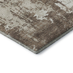 HomeRoots 8' X 10' Brown And Beige Abstract Area Rug - Washable, UV-Protected, Perfect for Busy Homes! 679100