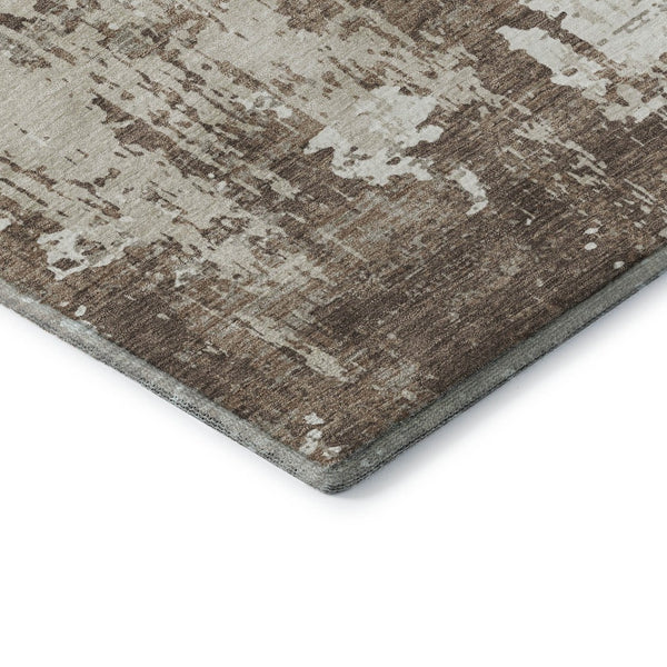 HomeRoots 8' X 10' Brown And Beige Abstract Area Rug - Washable, UV-Protected, Perfect for Busy Homes! 679100