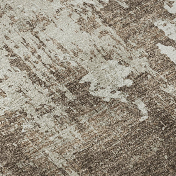 HomeRoots 8' X 10' Brown And Beige Abstract Area Rug - Washable, UV-Protected, Perfect for Busy Homes! 679100