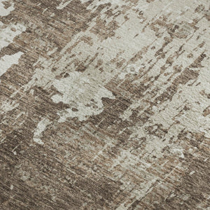 HomeRoots 8' X 10' Brown And Beige Abstract Area Rug - Washable, UV-Protected, Perfect for Busy Homes! 679100