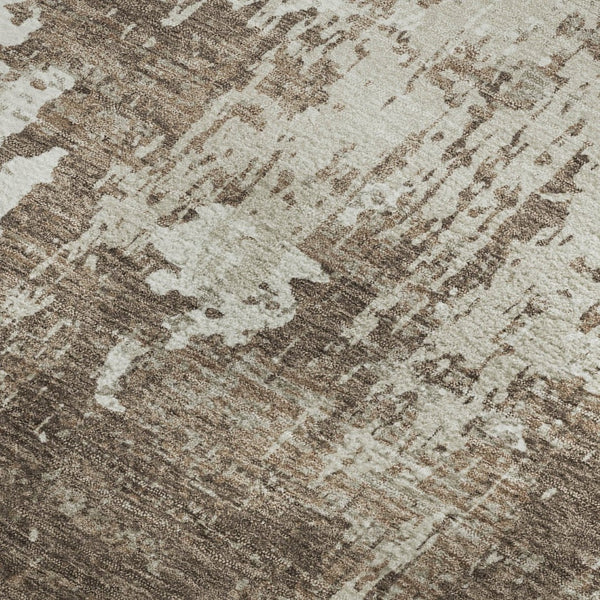 HomeRoots 8' X 10' Brown And Beige Abstract Area Rug - Washable, UV-Protected, Perfect for Busy Homes! 679100