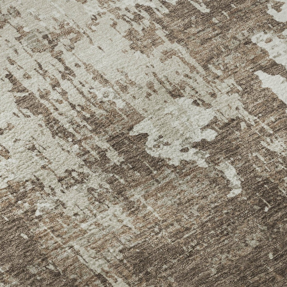 HomeRoots 10' X 14' Brown and Beige Abstract Washable Area Rug with UV Protection – Stylish, Durable, Versatile! 679102