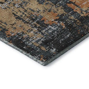 HomeRoots 8' X 10' Charcoal, Copper & Gray Abstract Area Rug - Washable, UV Protected, Stain-Resistant Elegance 679106