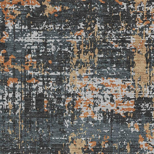 HomeRoots 8' X 10' Charcoal, Copper & Gray Abstract Area Rug - Washable, UV Protected, Stain-Resistant Elegance 679106