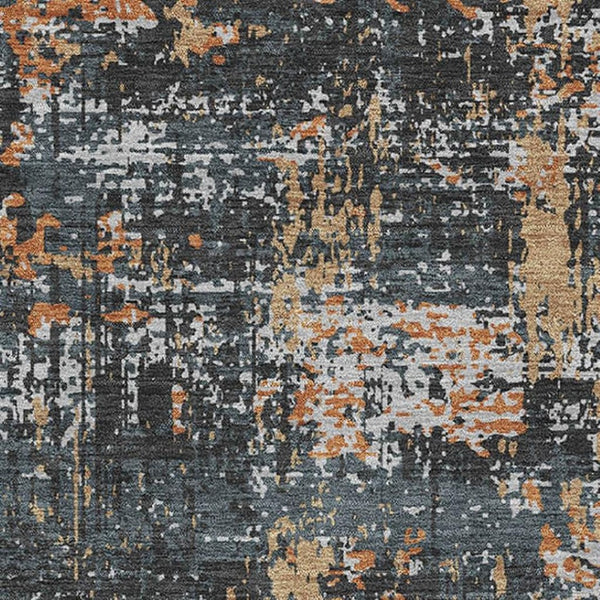HomeRoots 8' X 10' Charcoal, Copper & Gray Abstract Area Rug - Washable, UV Protected, Stain-Resistant Elegance 679106