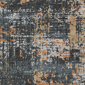 HomeRoots 9' X 12' Charcoal Copper Gray Abstract Washable Area Rug - Durable, Stylish, UV Protected for Homes 679107