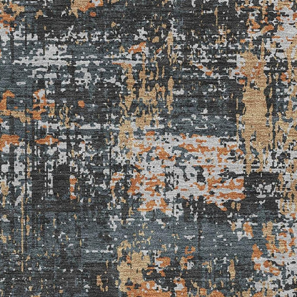 HomeRoots 9' X 12' Charcoal Copper Gray Abstract Washable Area Rug - Durable, Stylish, UV Protected for Homes 679107
