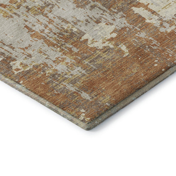 HomeRoots 5' X 8' Abstract Copper Ivory Gold Area Rug - Washable, UV Protected & Perfect for High-Traffic Spaces 679110