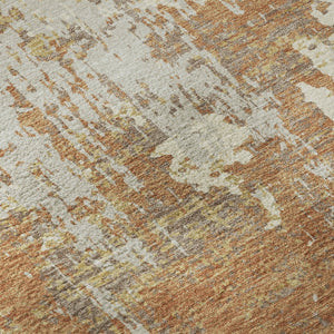 HomeRoots 5' X 8' Abstract Copper Ivory Gold Area Rug - Washable, UV Protected & Perfect for High-Traffic Spaces 679110