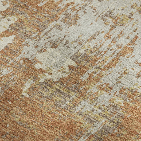 HomeRoots 5' X 8' Abstract Copper Ivory Gold Area Rug - Washable, UV Protected & Perfect for High-Traffic Spaces 679110