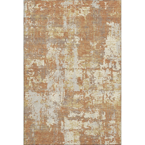 HomeRoots 8' X 10' Copper Ivory Gold Abstract Area Rug - Stylish, Washable, UV-Protected for High-Traffic Homes 679112