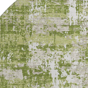 HomeRoots 8' Green And Ivory Abstract Washable Round Rug – Durable, Stylish, UV Protected for Every Room! 679117