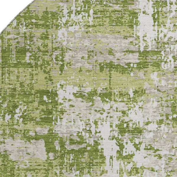 HomeRoots 8' Green And Ivory Abstract Washable Round Rug – Durable, Stylish, UV Protected for Every Room! 679117