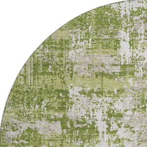 HomeRoots 8' Green And Ivory Abstract Washable Round Rug – Durable, Stylish, UV Protected for Every Room! 679117