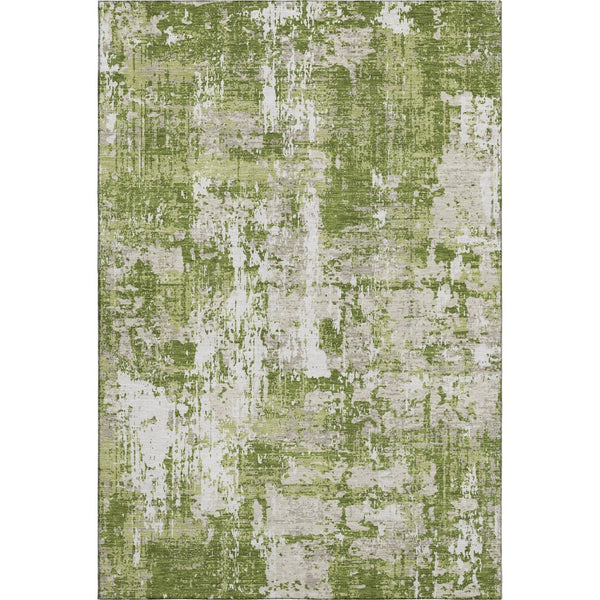 HomeRoots 9' X 12' Modern Green and Ivory Abstract Washable Area Rug with UV Protection for Busy Homes 679119