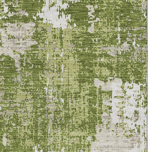 HomeRoots 9' X 12' Modern Green and Ivory Abstract Washable Area Rug with UV Protection for Busy Homes 679119