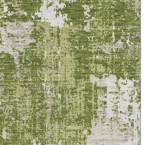 HomeRoots 9' X 12' Modern Green and Ivory Abstract Washable Area Rug with UV Protection for Busy Homes 679119