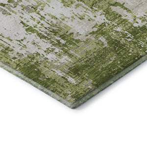 HomeRoots 10' Modern Green and Ivory Abstract Washable Area Rug with UV Protection for High-Traffic Homes 679120