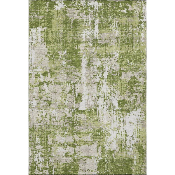 HomeRoots 10' Modern Green and Ivory Abstract Washable Area Rug with UV Protection for High-Traffic Homes 679120