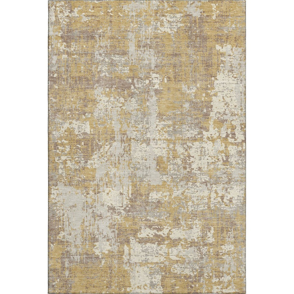 HomeRoots 10' Gold Taupe & Beige Abstract Area Rug - Washable, UV Protected, Perfect for Busy Homes & Pets 679126