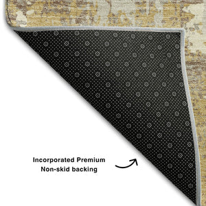 HomeRoots 10' Gold Taupe & Beige Abstract Area Rug - Washable, UV Protected, Perfect for Busy Homes & Pets 679126