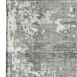HomeRoots 5' X 8' Gray And Ivory Abstract Area Rug - Stylish, Washable, UV-Protected, Ideal for High-Traffic Areas 679128