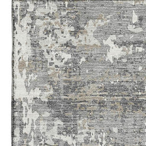 HomeRoots 5' X 8' Gray And Ivory Abstract Area Rug - Stylish, Washable, UV-Protected, Ideal for High-Traffic Areas 679128